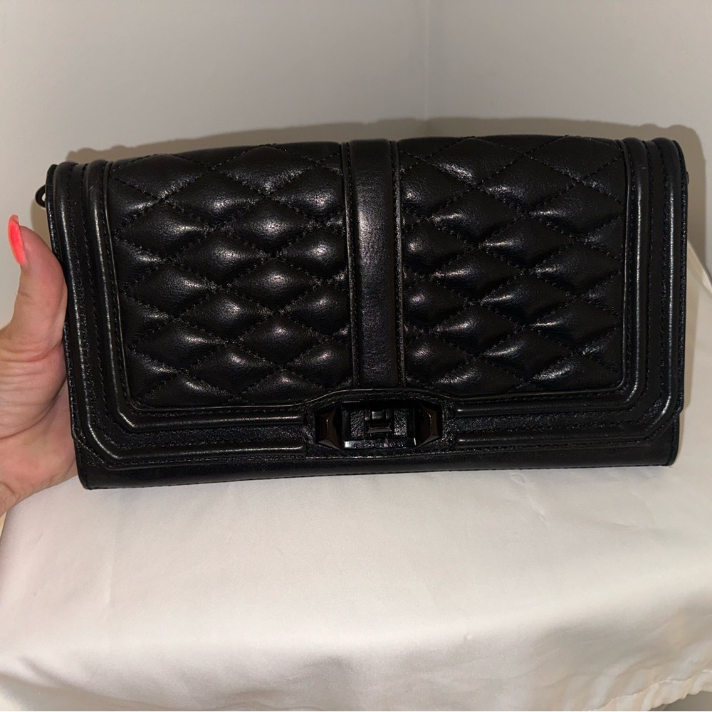Rebecca Minkoff Black Quilted Leather Clutch